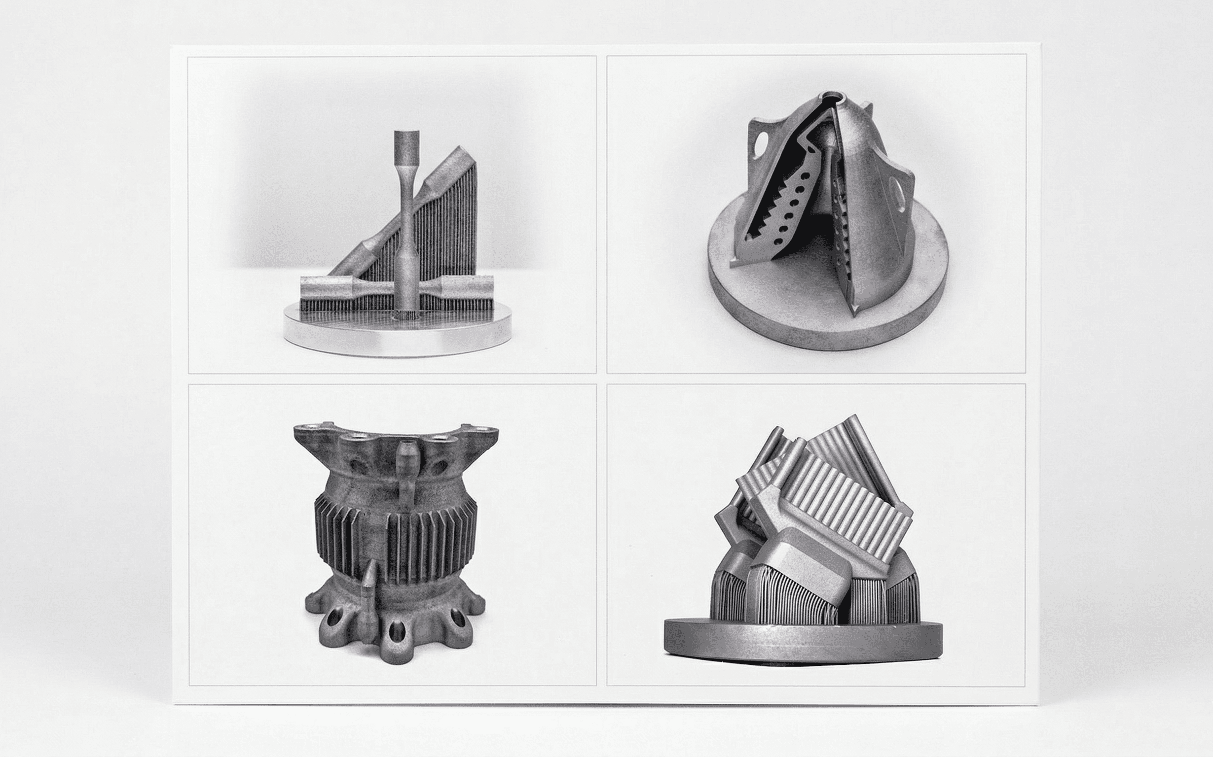 A collage of metal 3d printed parts