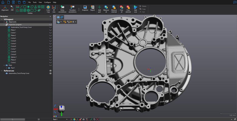 Screenshot of VXinspect 3D scanning software from Creaform