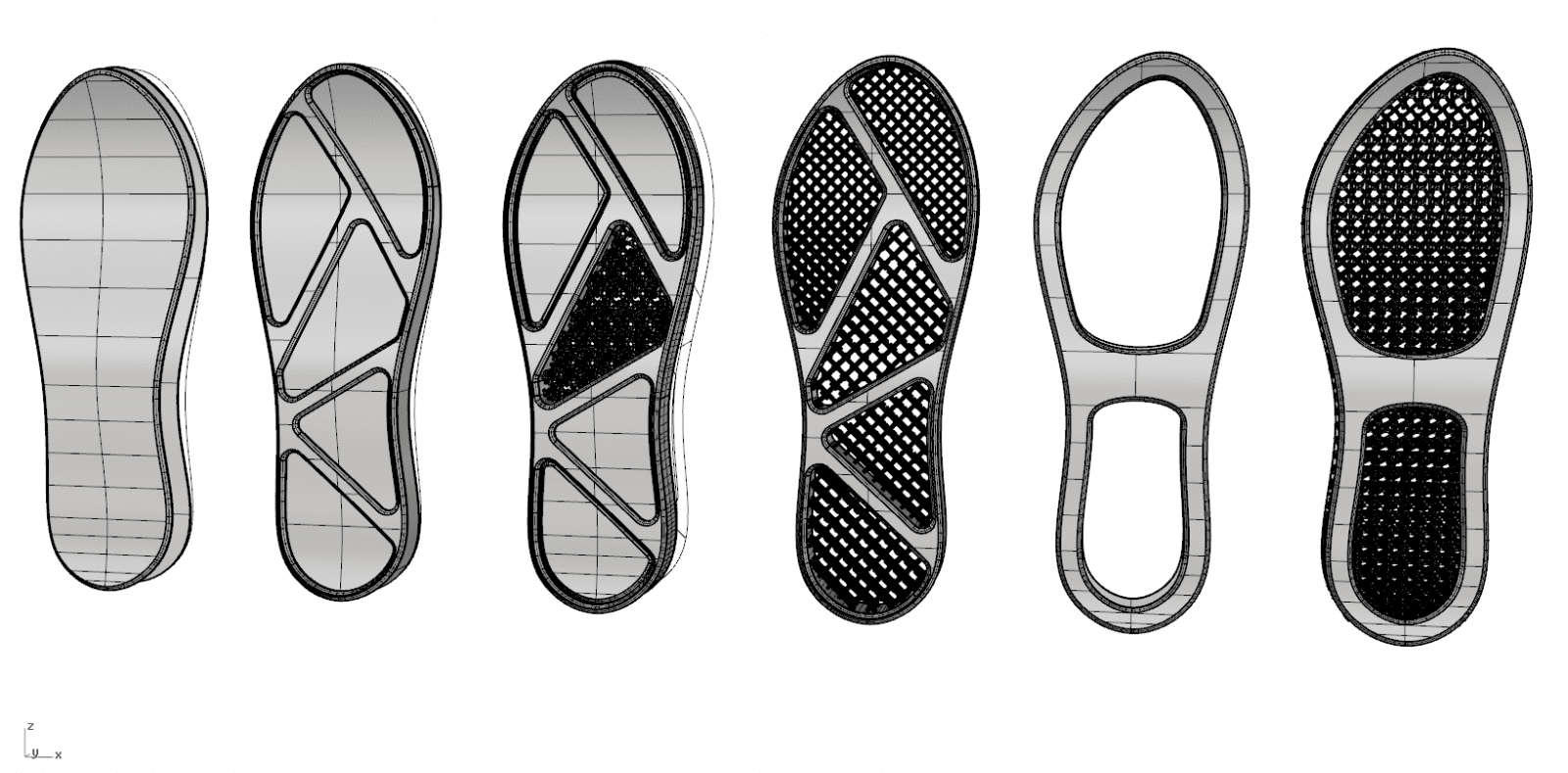 MakerBot Running Shoe CAD Model Variations