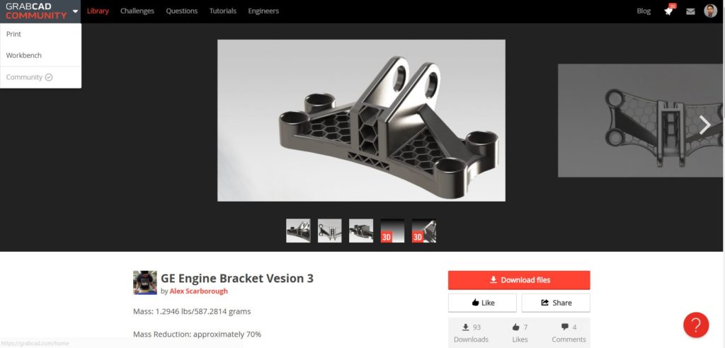 Hinge Bracket, 3D CAD Model Library