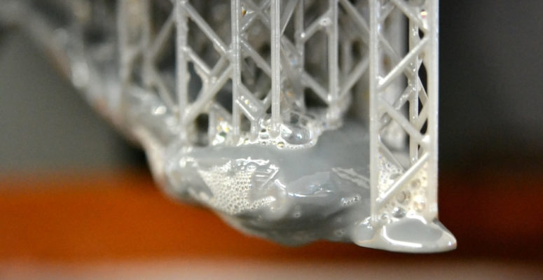 A close-up of a resin 3d printing made using stereolithography 3D printing technique. Find out more about the world's first 3D printing technology stereolitography