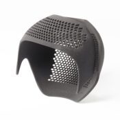 Image shows protective helmet 3D printed with TPU 90A from Formlabs using SLS technology