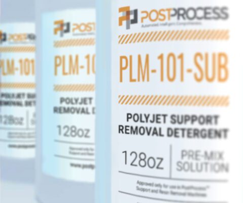 Image shows PostProcess proprietary detergents used in removing 3D printed supports and excess resin