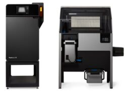 Image shows Formlabs Fuse 1 SLS 3D Printer and Formlabs Fuse Sift powder recovery station