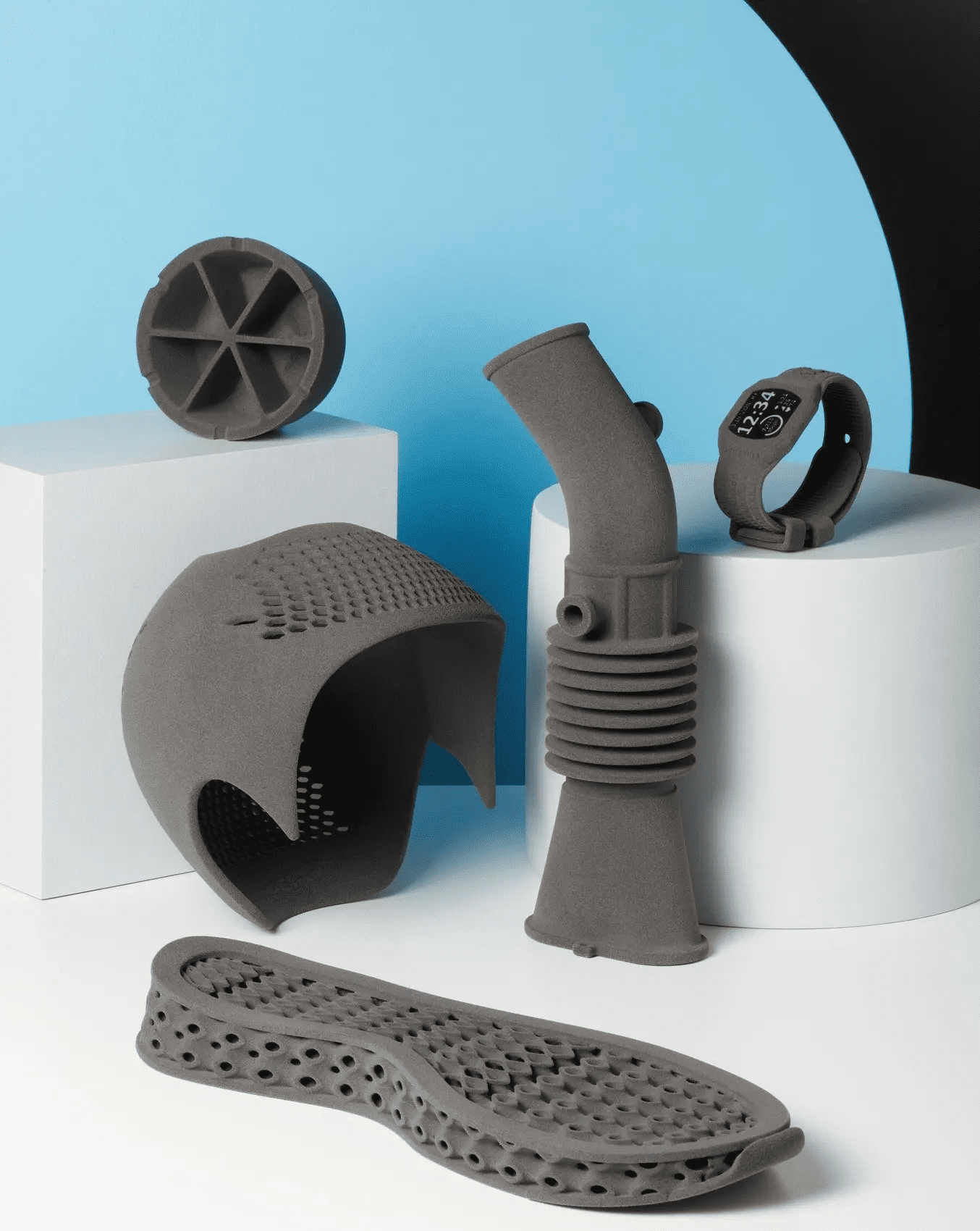 Image shows 3D-printed parts with Formlabs TPU 90A