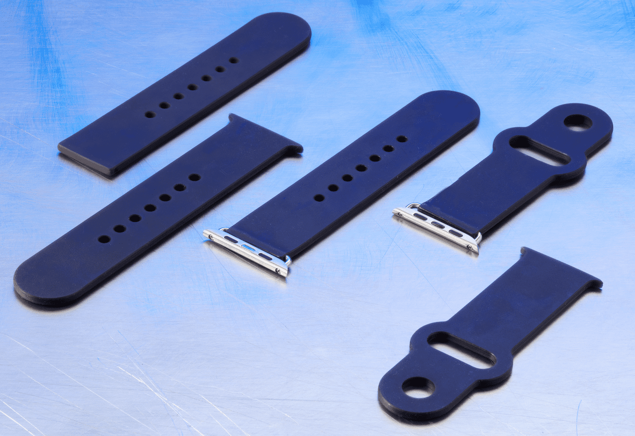 Image shows 3D printed watch band made with Formlabs Silicone 40A material