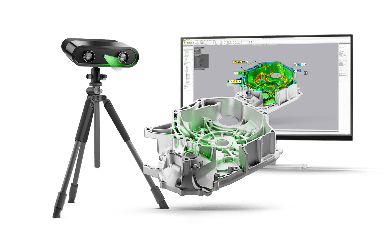 Graphic visual of an auto part in Geomagic Control X software