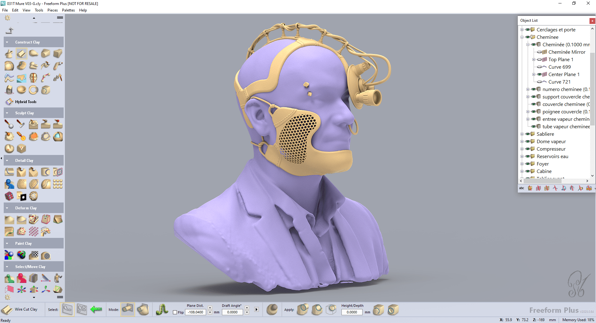 Rendering of a face prosthetic designed in Geomagic FreeForm software