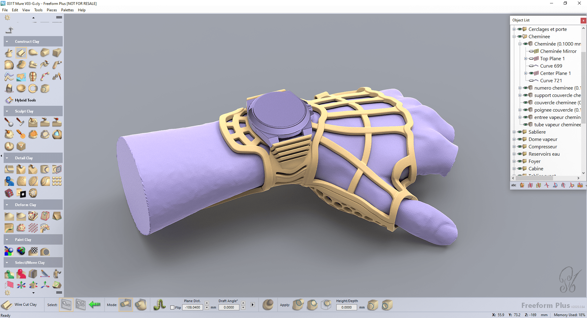 rendering of a watch orthosis designed with Geomagic FreeForm software
